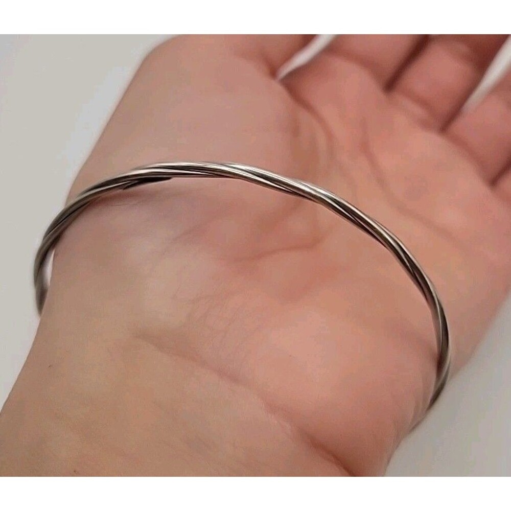 Sterling Silver .925 Twisted Design Cuff Bangle Bracelet